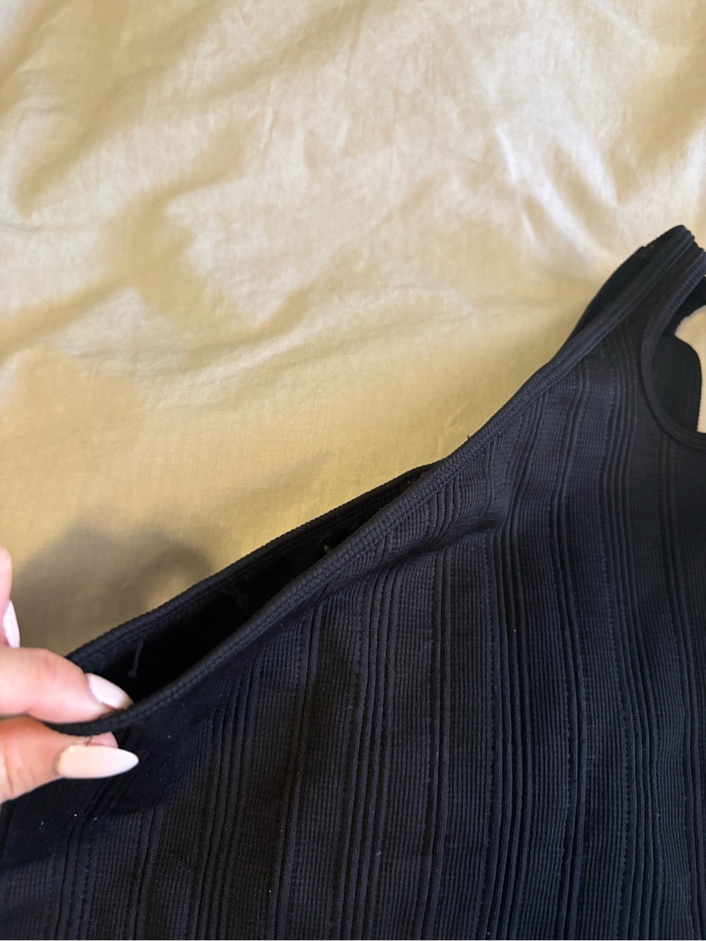 One-Shoulder Ribbed Crop Top - Picture 2 of 7